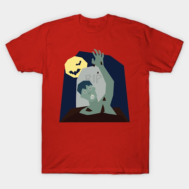 Halloween Zombie climbing out of grave T-Shirt by holidaystore